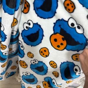 Sesame Street Blue and White Cookie Monster Blanket